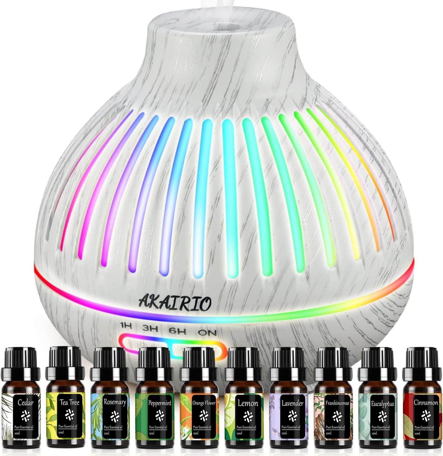 400ML Air Aromatherapy Diffuser with Essential Oils for Large Room Bedroom Included for Home Office,Ultrasonic Aroma Diffuser with Scent Oils Set Night Light Waterless Auto-Off