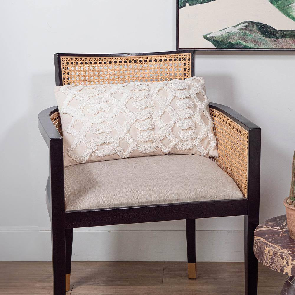 Macrame 20 In. X 12 In. Natural Rectangle Outdoor Throw Pillow
