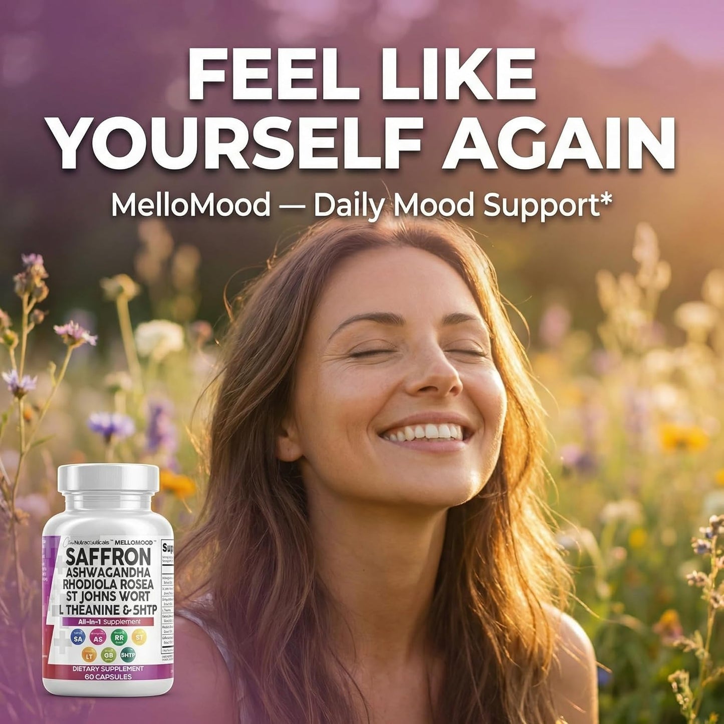 Saffron Supplements Extract 100Mg + Ashwagandha L-Theanine 200Mg - Mood Support Ginkgo Biloba, St. John'S Wort, Rhodiola Rosea & 5-HTP Capsules Pills Men Women