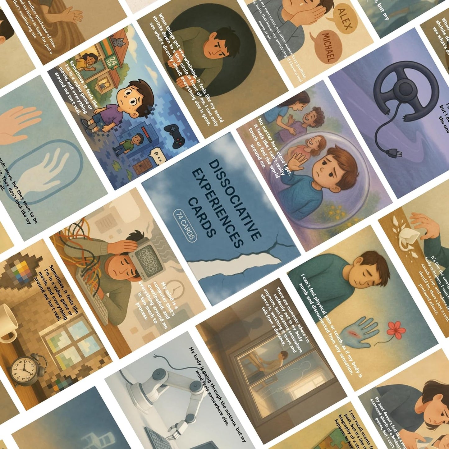 Dissociative Experiences Coping Cards - a Therapy Toolkit with 74 Prompts for Complex PTSD & DID | EMDR & Trauma Therapy Resource for Counselors, Therapists & Individuals
